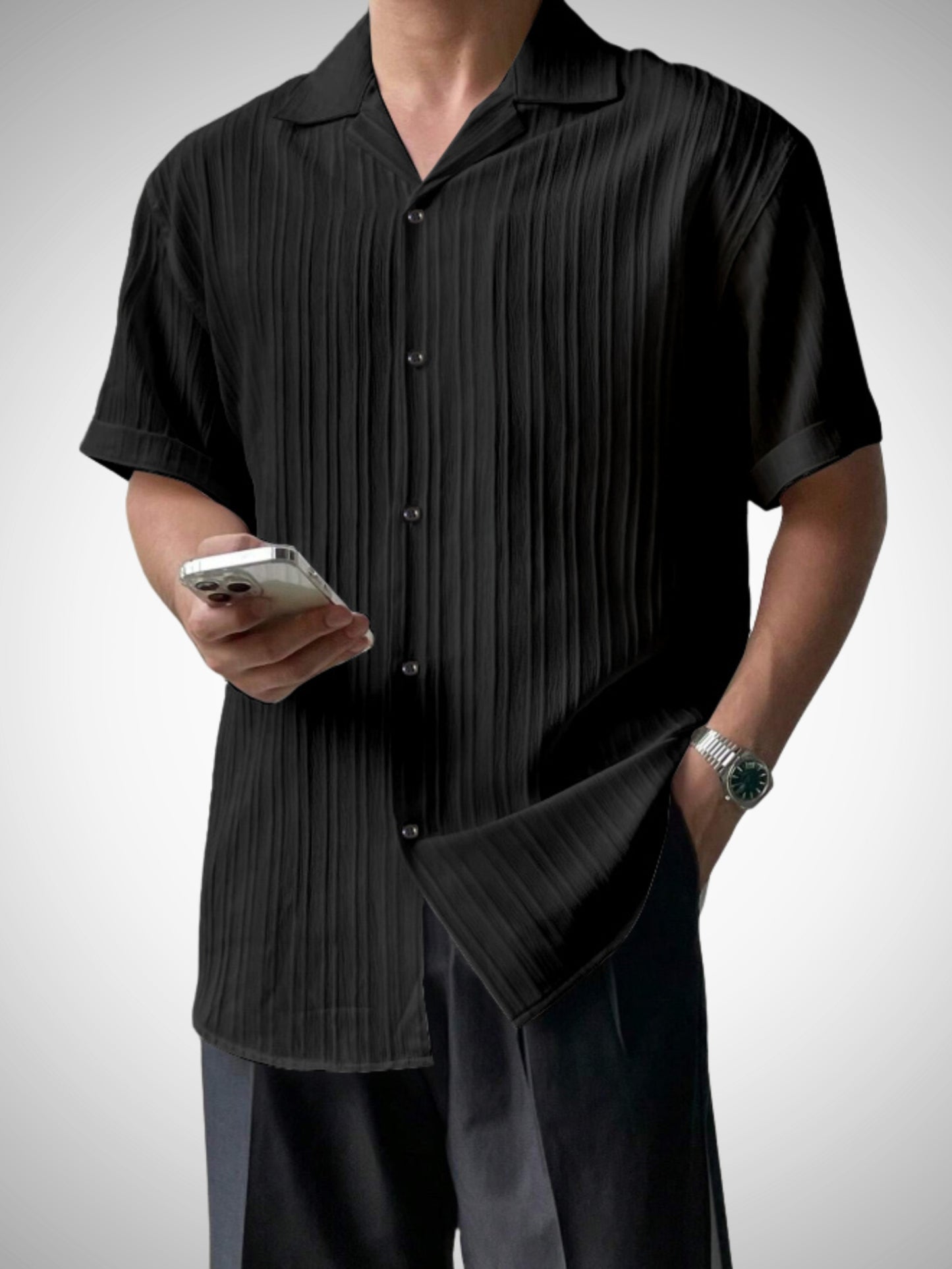 Popcon Half Sleeve PolyCotton Black & Green Shirt For Men (Pack Of 2)