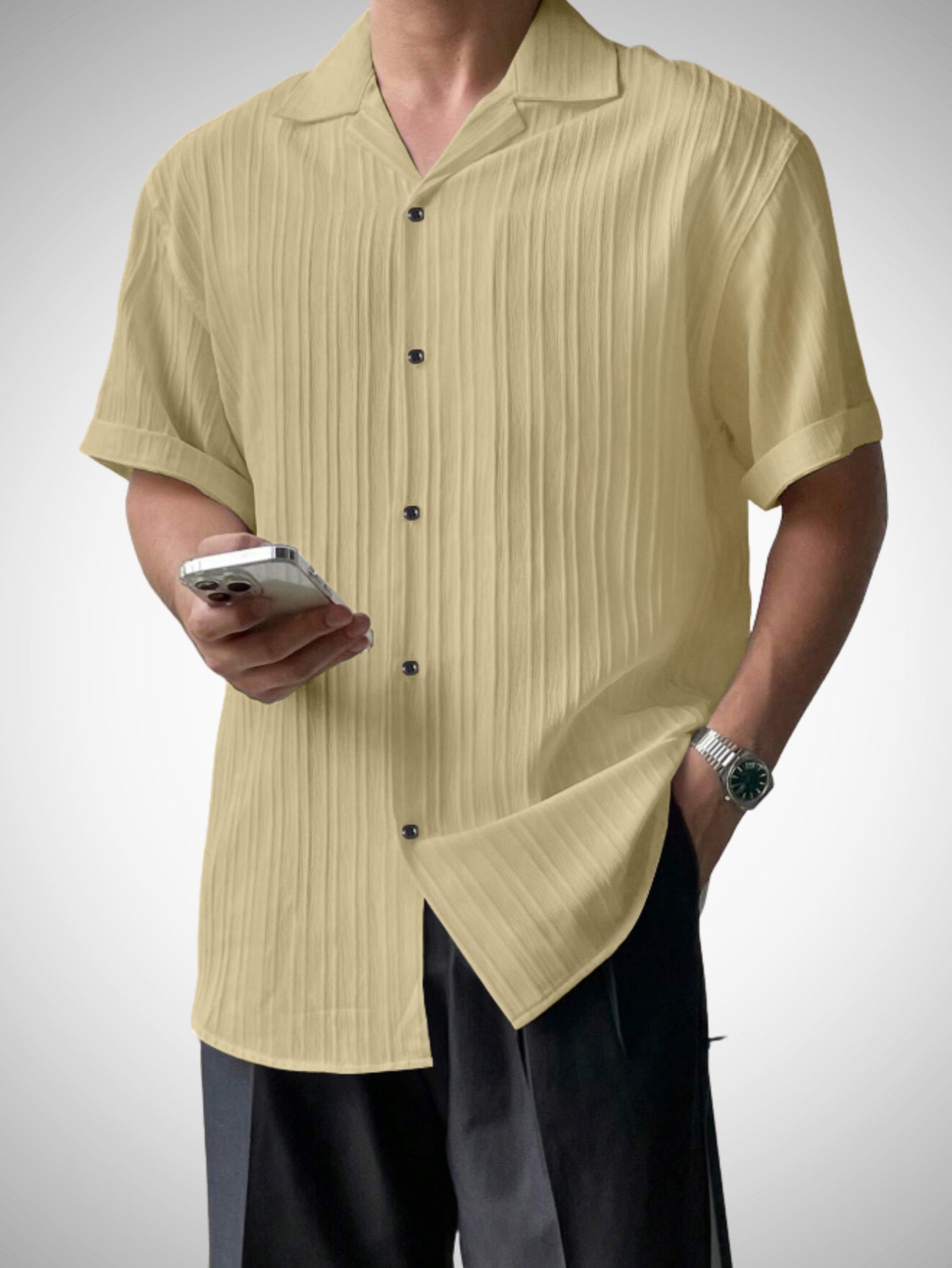 Popcon Half Sleeve PolyCotton Black & khaki Shirt For Men (Pack Of 2)