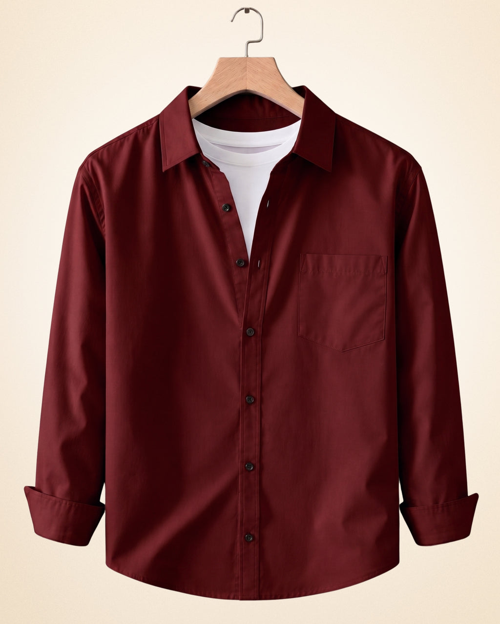 Coofandy Men's Solid Full Sleeve Casual Shirts – Burgundy, Navy Blue and Peach Pink (Pack of 3)