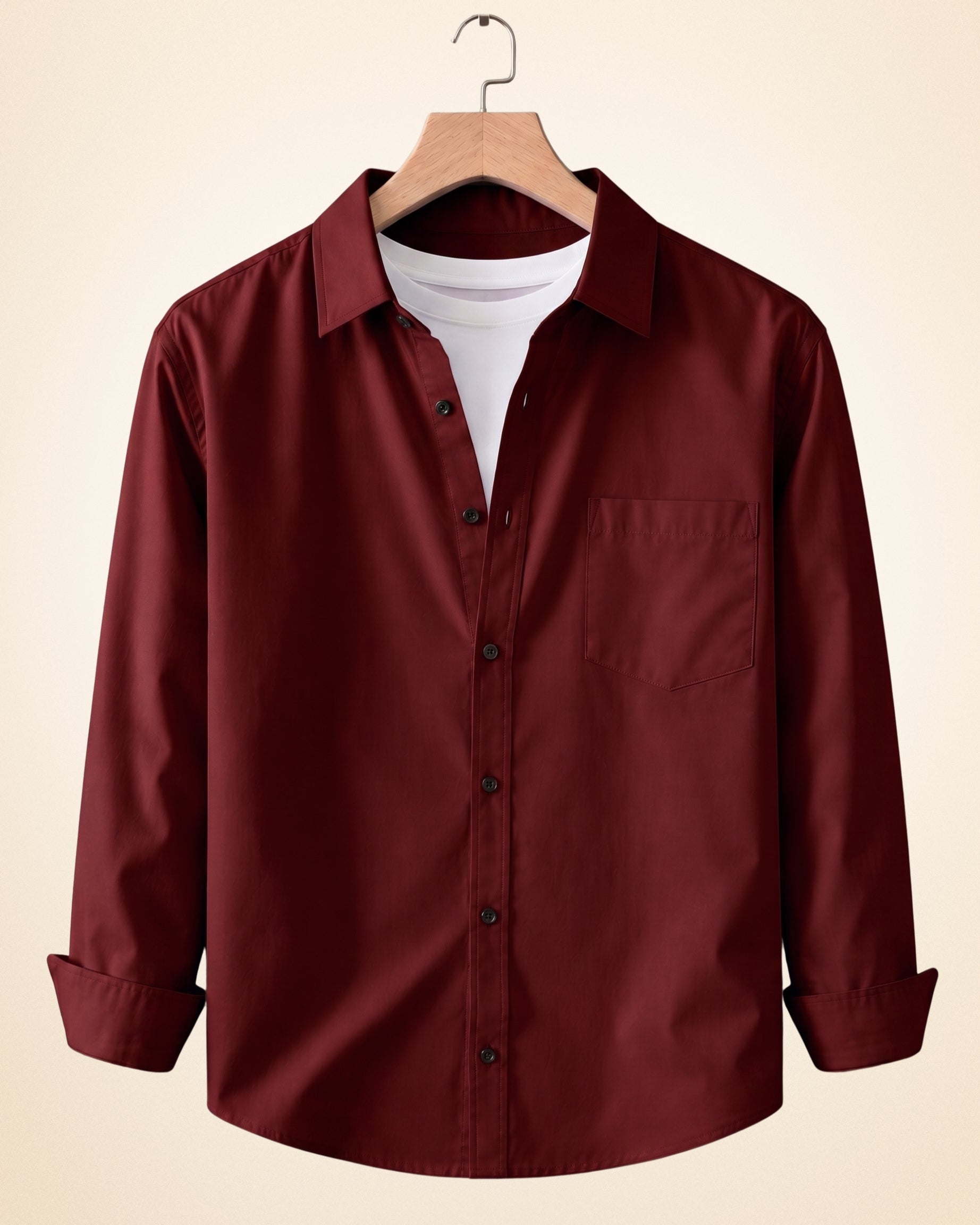 Coofandy Men's Solid Full Sleeve Casual Shirts – Burgundy, Navy Blue and Peach Pink (Pack of 3)