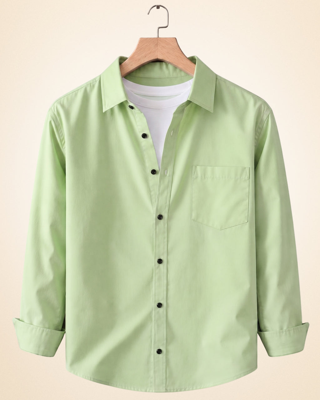 Coofandy Men's Solid Full Sleeve Casual Shirts – Pista, Sky Blue and White (Pack of 3)