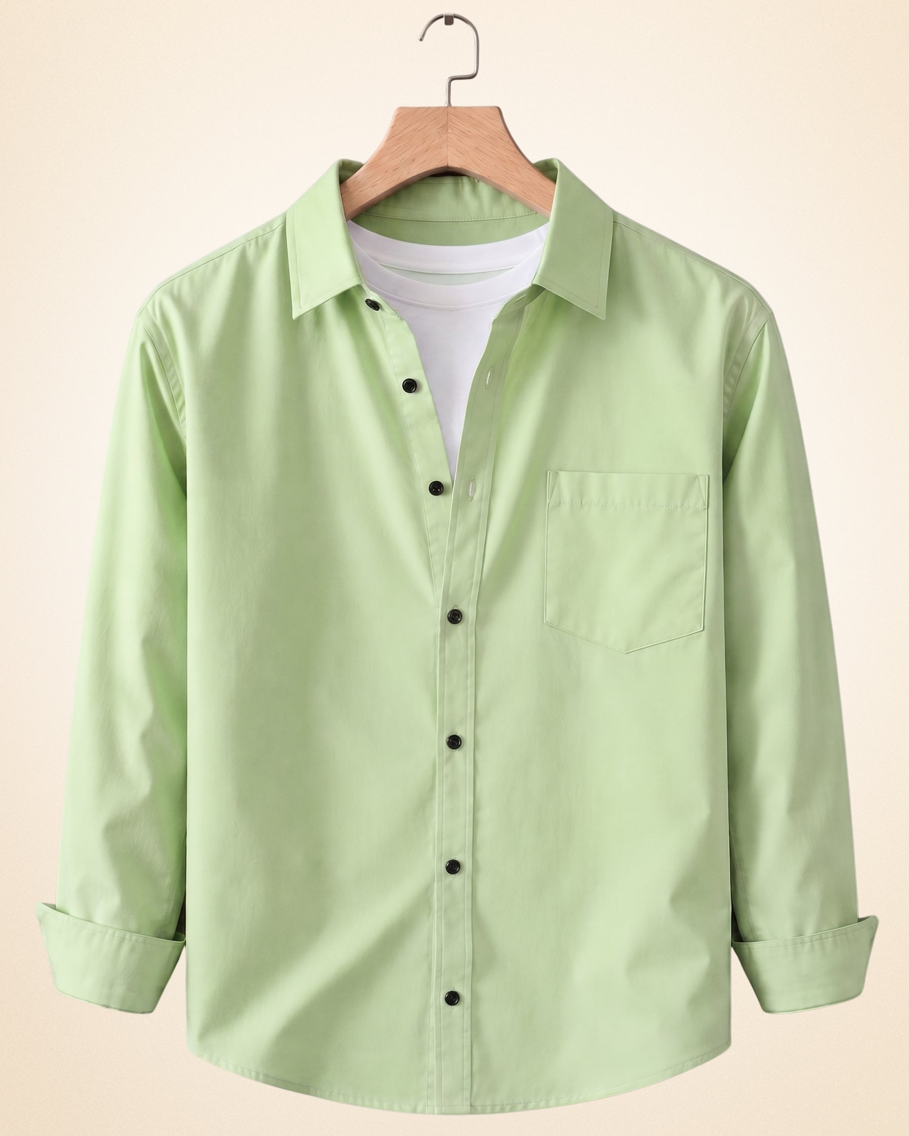 Coofandy Men's Solid Full Sleeve Casual Shirts – Pista, Teal Green and White (Pack of 3)