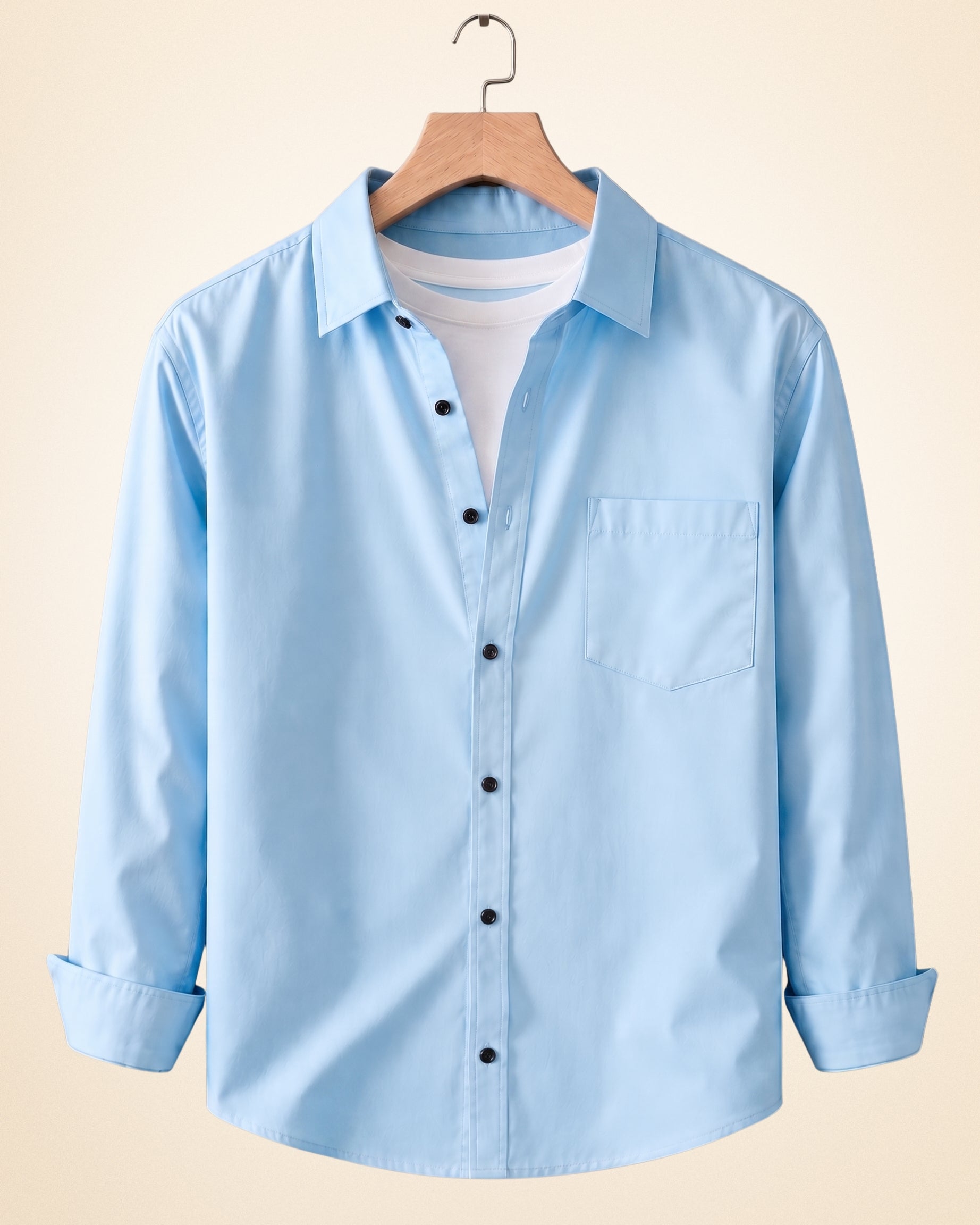 Coofandy Men's Solid Full Sleeve Casual Shirts – Sky Blue, Teal Green and White (Pack of 3)