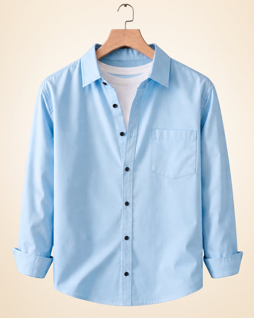 Coofandy Men's Solid Full Sleeve Casual Shirts – Sky Blue, Teal Green and White (Pack of 3)