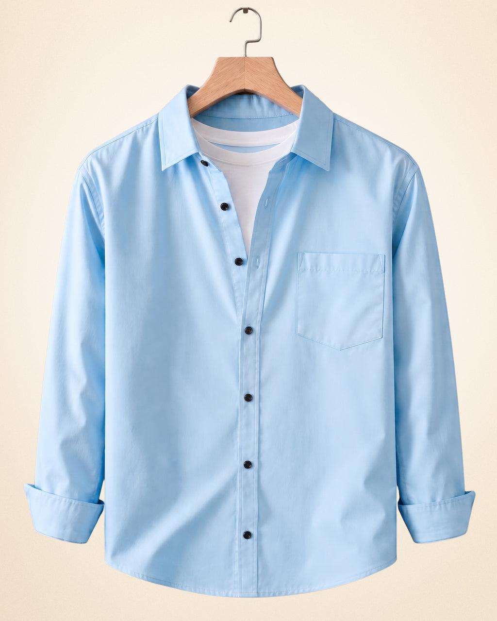 Coofandy Men's Solid Full Sleeve Casual Shirts – Pista, Sky Blue and White (Pack of 3)