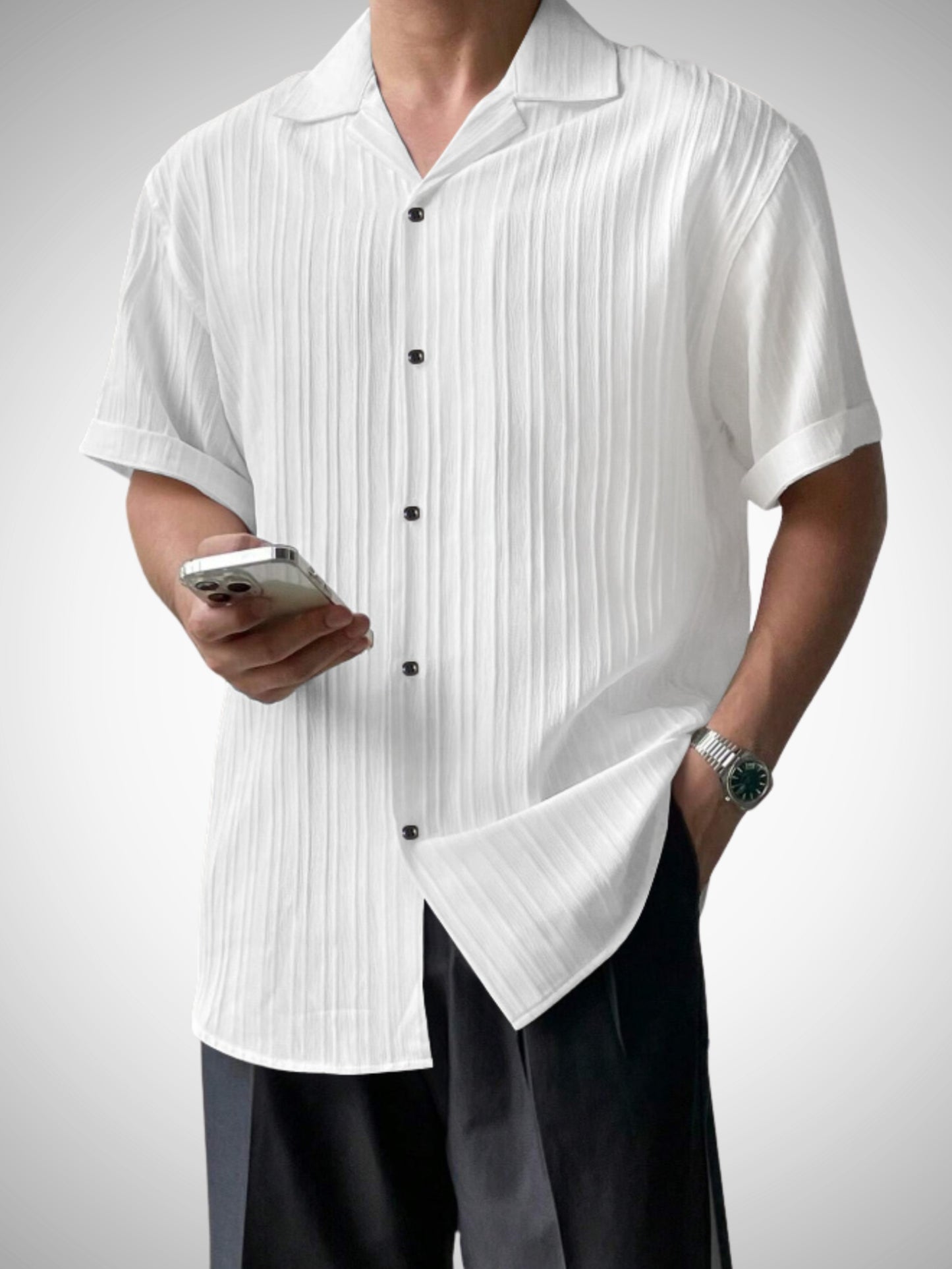 Popcon Half Sleeve PolyCotton Black & White Shirt For Men (Pack Of 2)