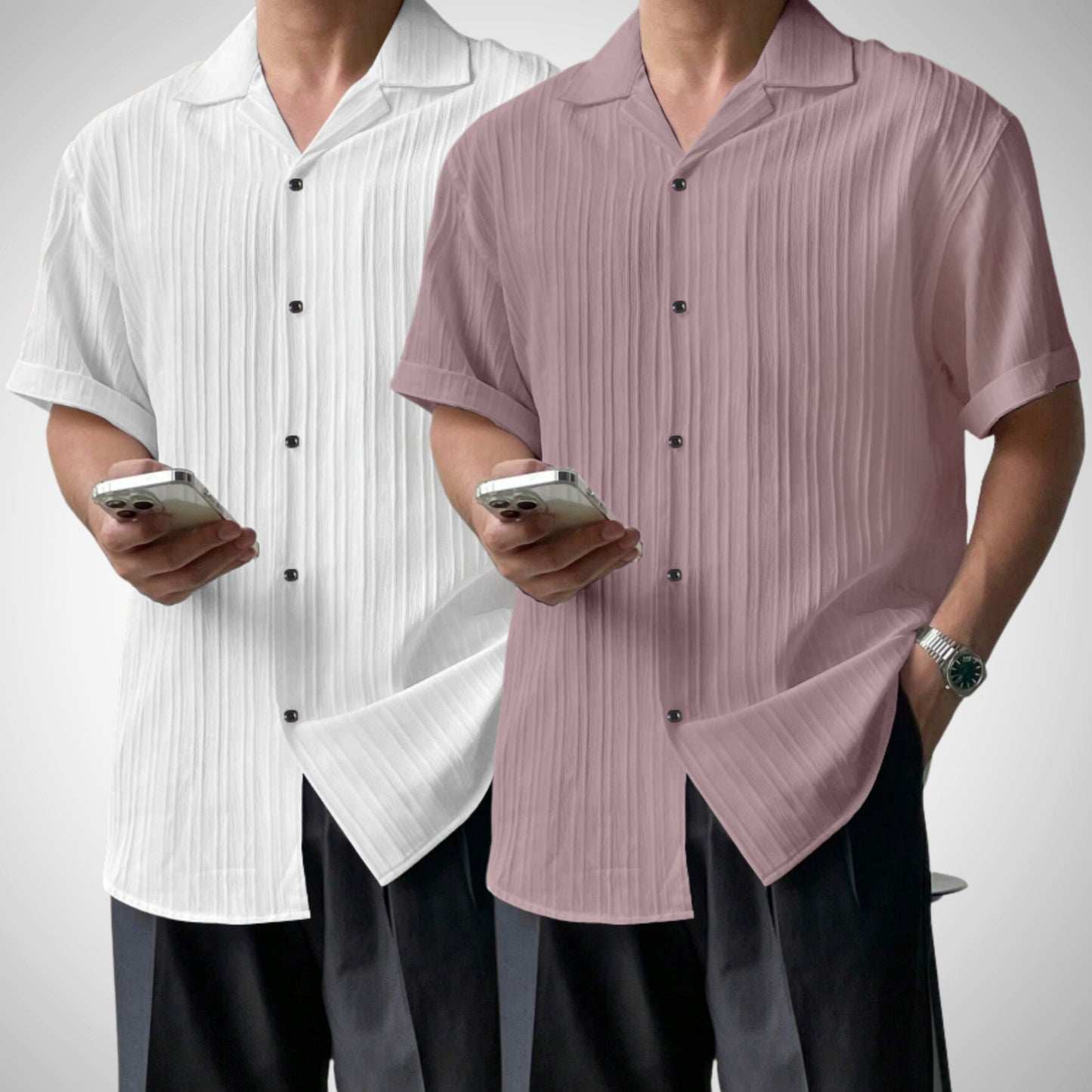 Popcon Half Sleeve PolyCotton White & Rama Shirt For Men (Pack Of 2)